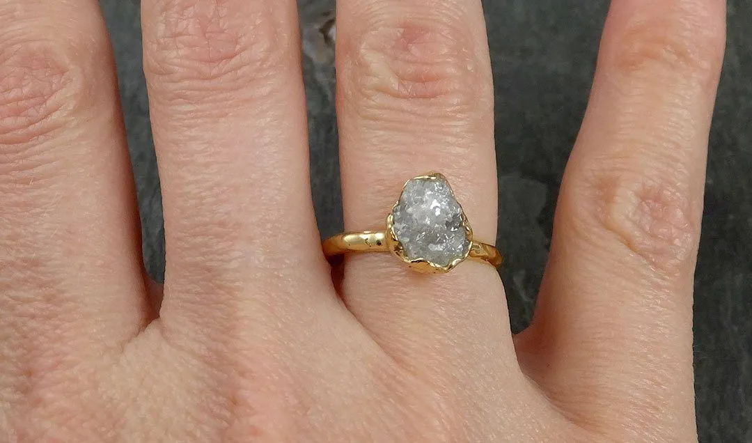 raw diamond engagement ring rough uncut diamond solitaire recycled 18k yellow gold conflict free diamond wedding promise 1313 Alternative Engagement