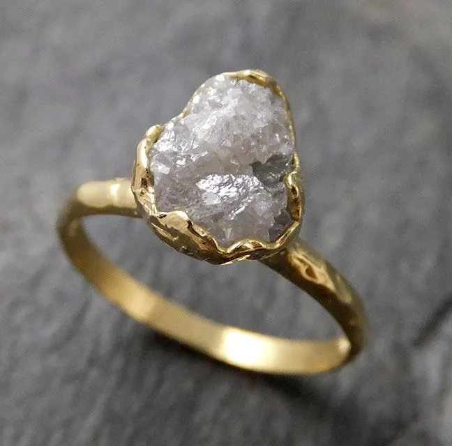 raw diamond engagement ring rough uncut diamond solitaire recycled 18k yellow gold conflict free diamond wedding promise 1313 Alternative Engagement