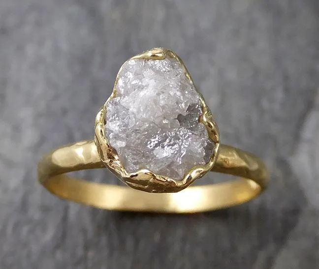 raw diamond engagement ring rough uncut diamond solitaire recycled 18k yellow gold conflict free diamond wedding promise 1313 Alternative Engagement