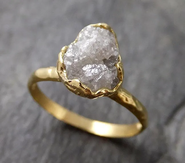 raw diamond engagement ring rough uncut diamond solitaire recycled 18k yellow gold conflict free diamond wedding promise 1313 Alternative Engagement
