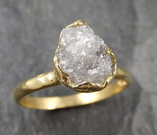 raw diamond engagement ring rough uncut diamond solitaire recycled 18k yellow gold conflict free diamond wedding promise 1313 Alternative Engagement