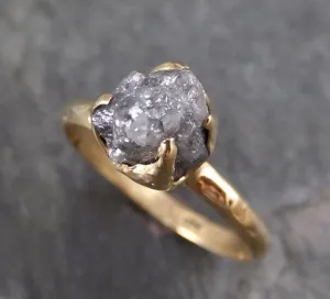 raw diamond solitaire engagement ring rough uncut gemstone gold conflict free grey diamond wedding promise Alternative Engagement