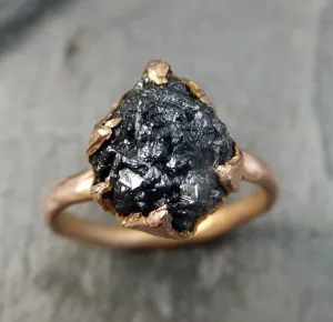 raw diamond solitaire engagement ring rough uncut gemstone rose gold conflict free black diamond wedding promise by angeline Alternative Engagement