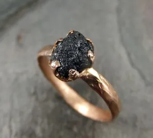 raw diamond solitaire engagement ring rough uncut gemstone rose gold conflict free black diamond wedding promise by angeline Alternative Engagement
