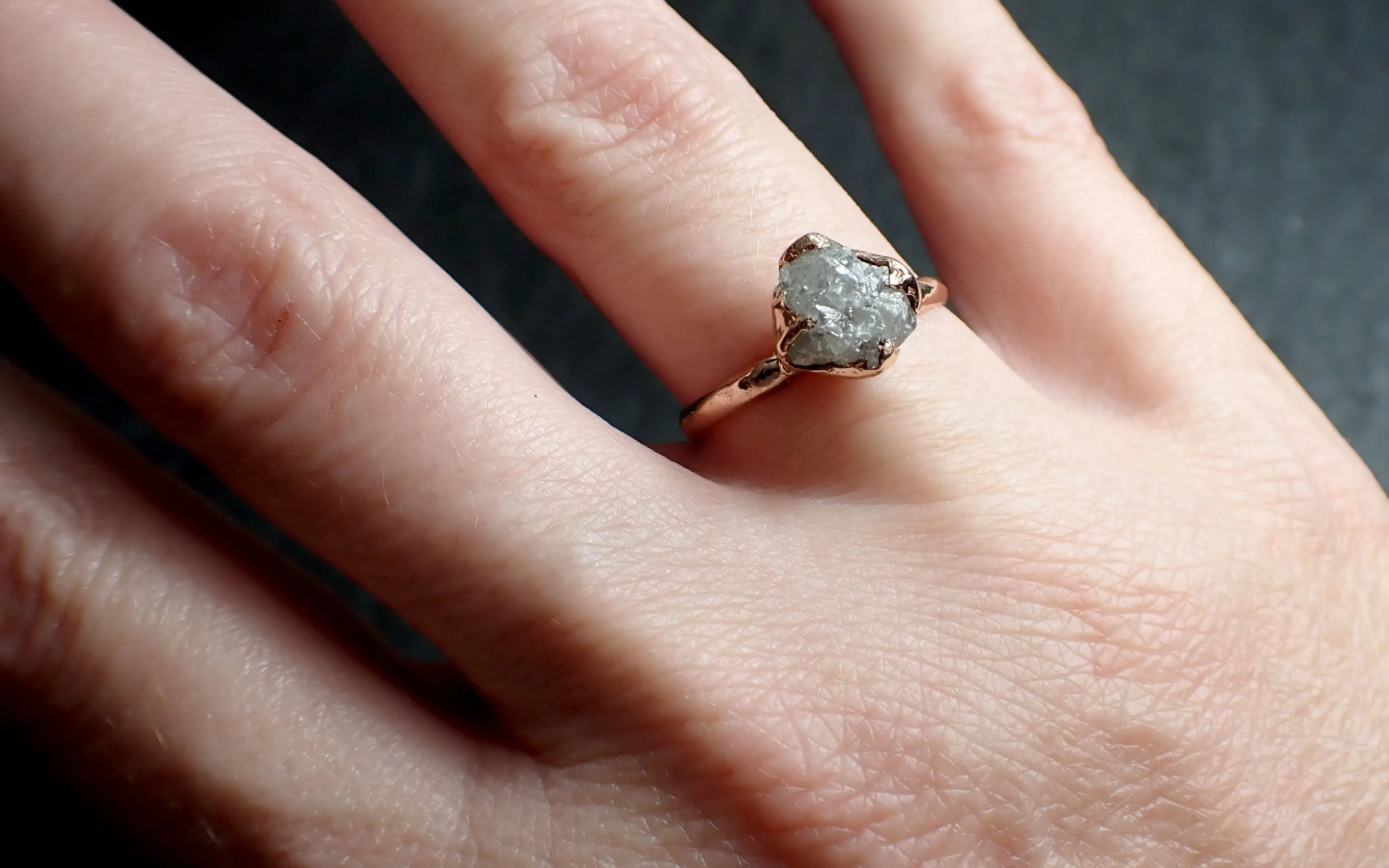 raw diamond solitaire engagement ring rough uncut rose gold conflict free diamond wedding promise 2547 Alternative Engagement