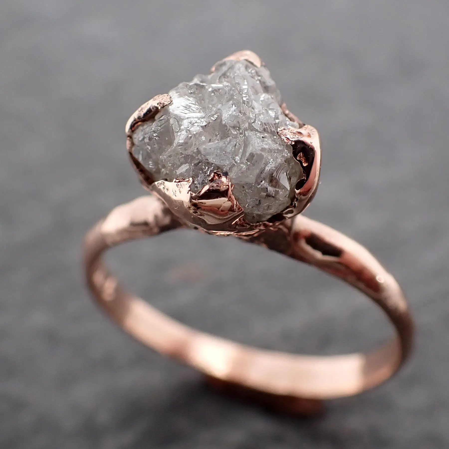 raw diamond solitaire engagement ring rough uncut rose gold conflict free diamond wedding promise 2547 Alternative Engagement