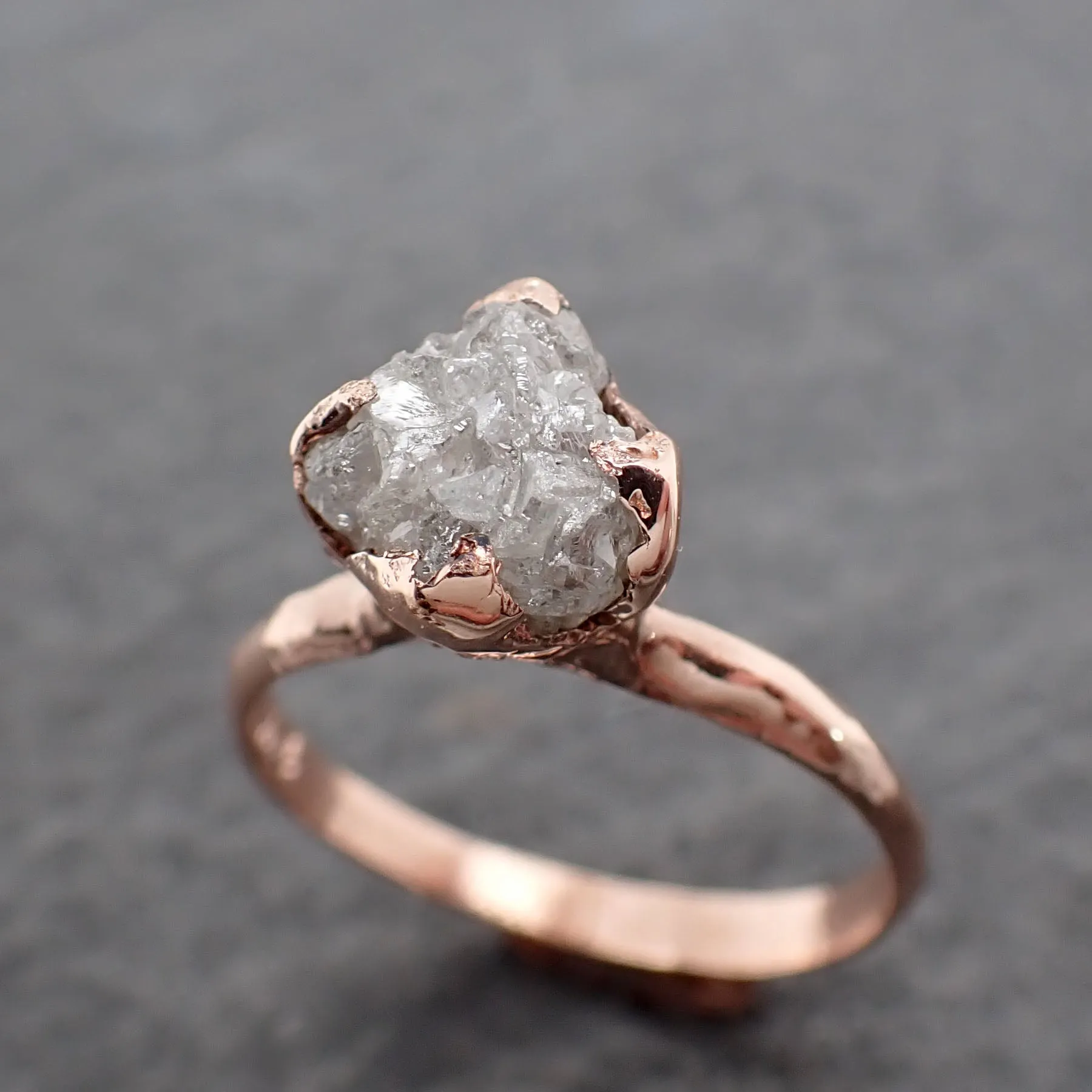 raw diamond solitaire engagement ring rough uncut rose gold conflict free diamond wedding promise 2547 Alternative Engagement