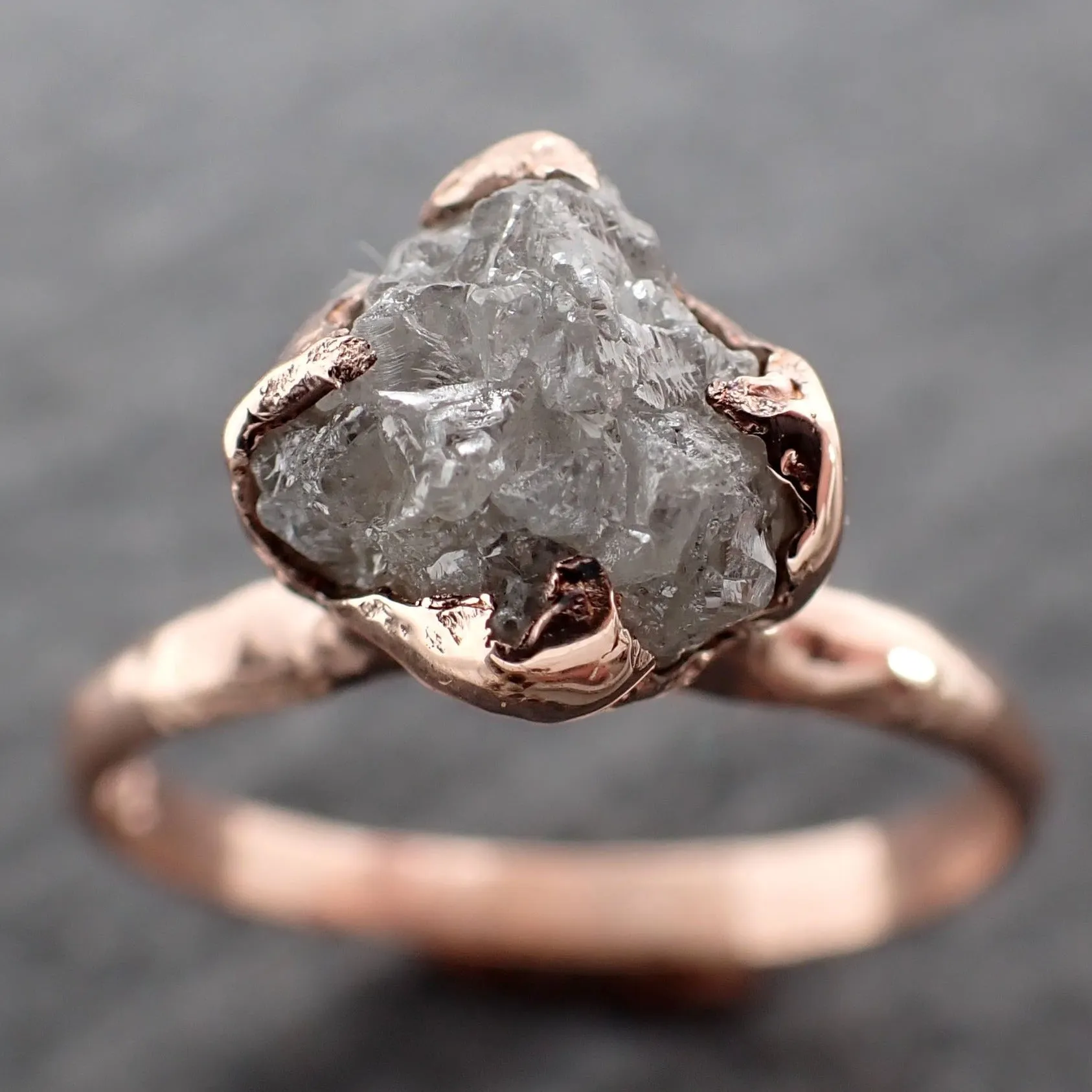 raw diamond solitaire engagement ring rough uncut rose gold conflict free diamond wedding promise 2547 Alternative Engagement