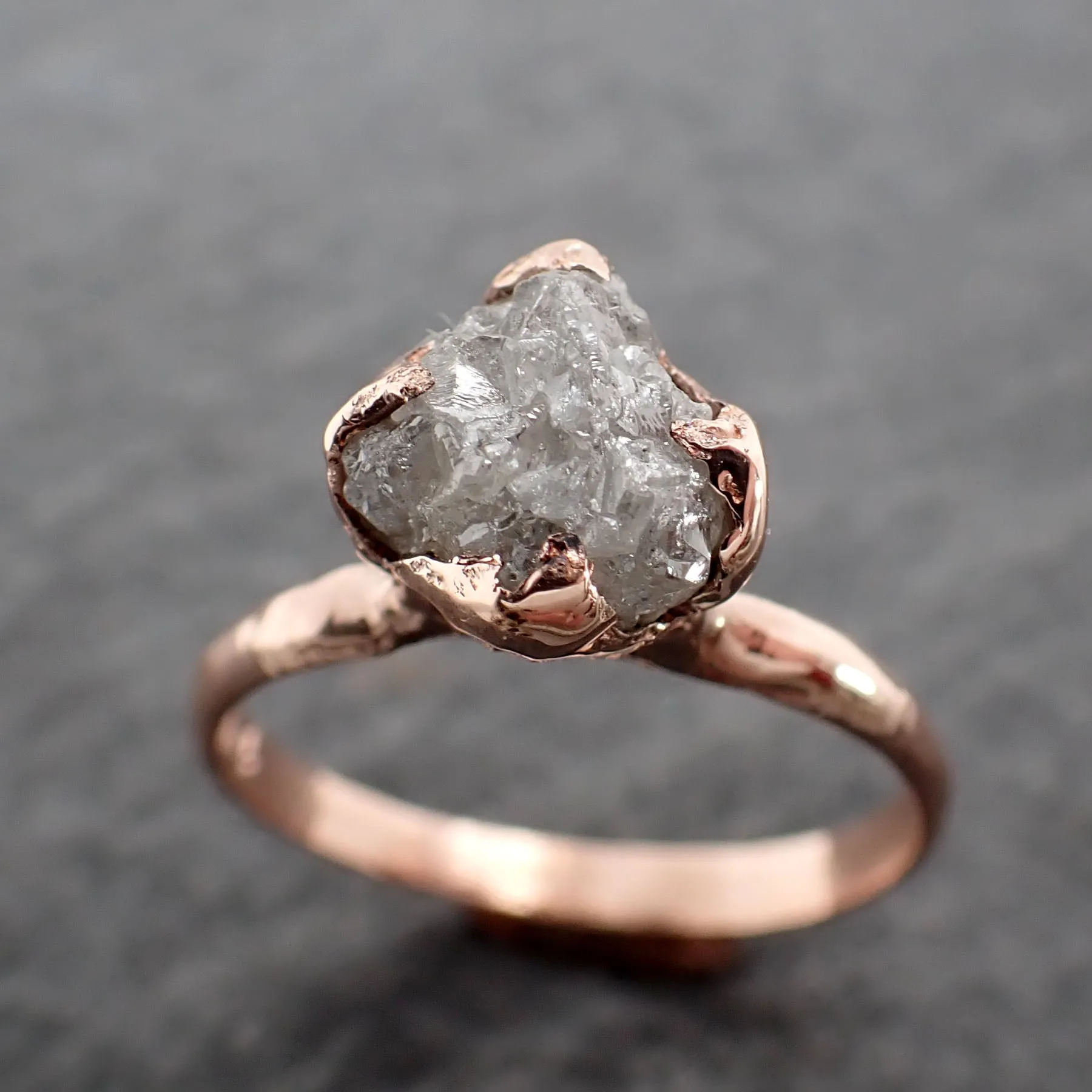 raw diamond solitaire engagement ring rough uncut rose gold conflict free diamond wedding promise 2547 Alternative Engagement