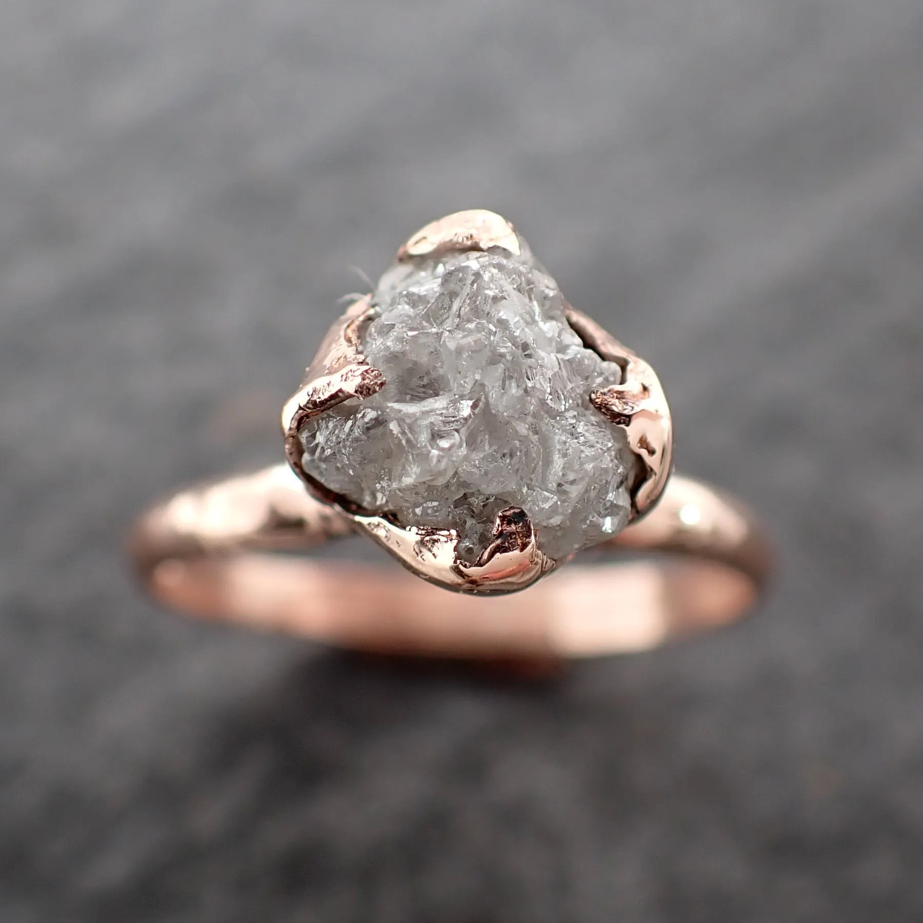 raw diamond solitaire engagement ring rough uncut rose gold conflict free diamond wedding promise 2547 Alternative Engagement