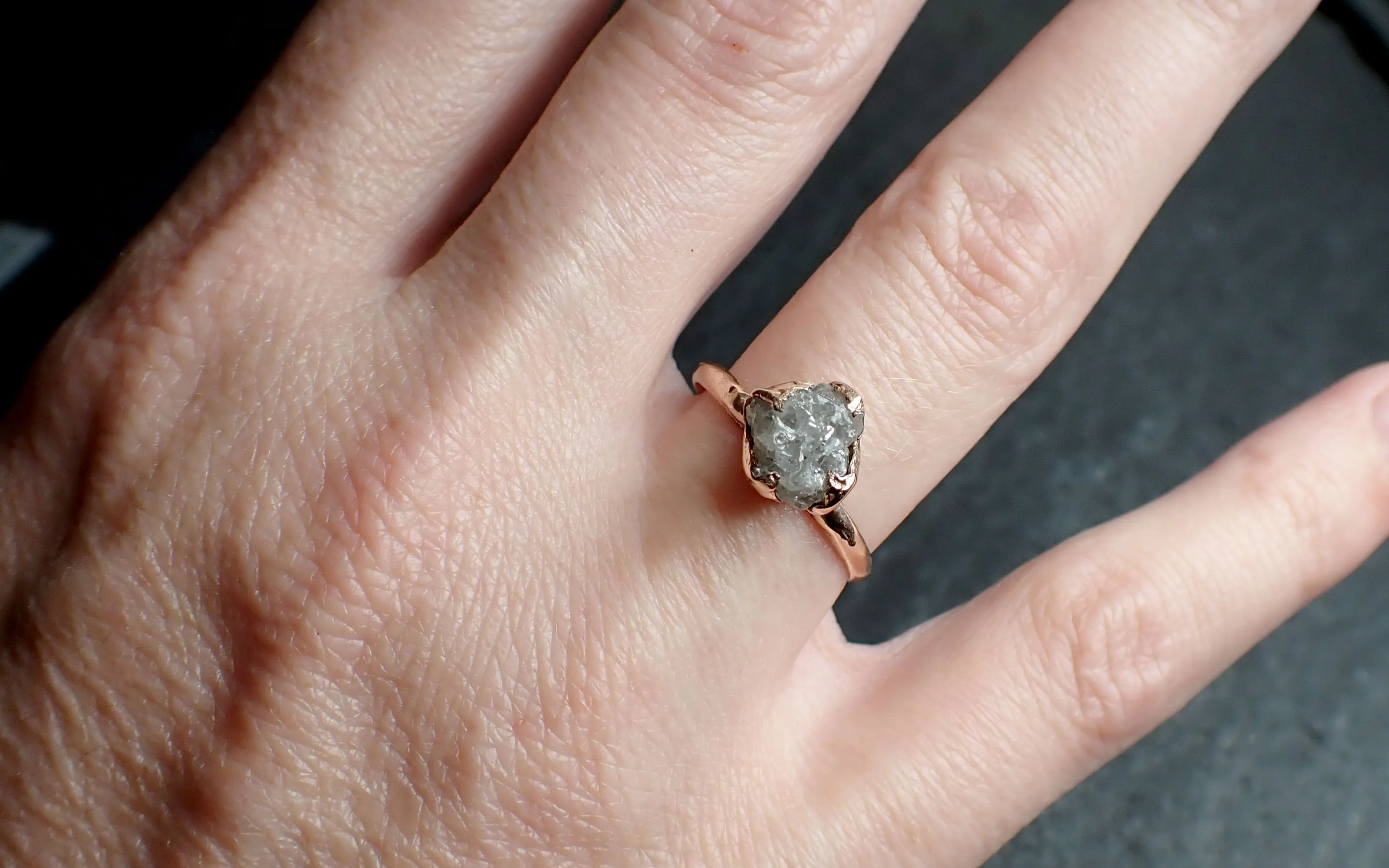 raw diamond solitaire engagement ring rough uncut rose gold conflict free diamond wedding promise 2547 Alternative Engagement
