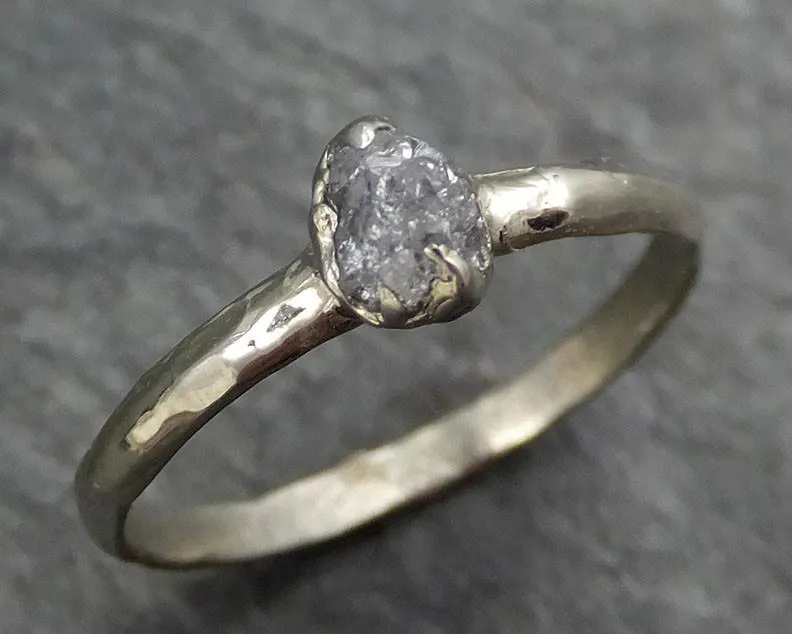 raw rough uncut dainty diamond engagement ring rough diamond solitaire 14k white gold conflict free diamond wedding promise byangeline 0383 Alternative Engagement