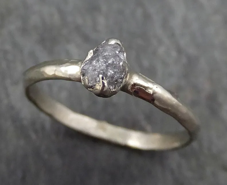 raw rough uncut dainty diamond engagement ring rough diamond solitaire 14k white gold conflict free diamond wedding promise byangeline 0383 Alternative Engagement