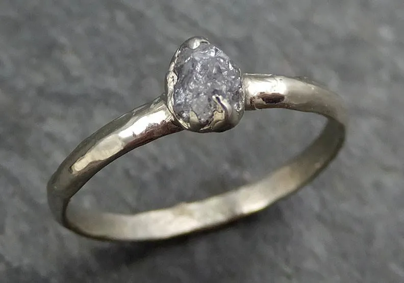 raw rough uncut dainty diamond engagement ring rough diamond solitaire 14k white gold conflict free diamond wedding promise byangeline 0383 Alternative Engagement