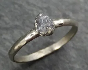 raw rough uncut dainty diamond engagement ring rough diamond solitaire 14k white gold conflict free diamond wedding promise byangeline 0383 Alternative Engagement