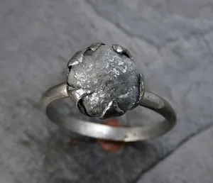 raw rough uncut diamond engagement ring rough diamond solitaire 14k white gold conflict free diamond wedding promise Alternative Engagement