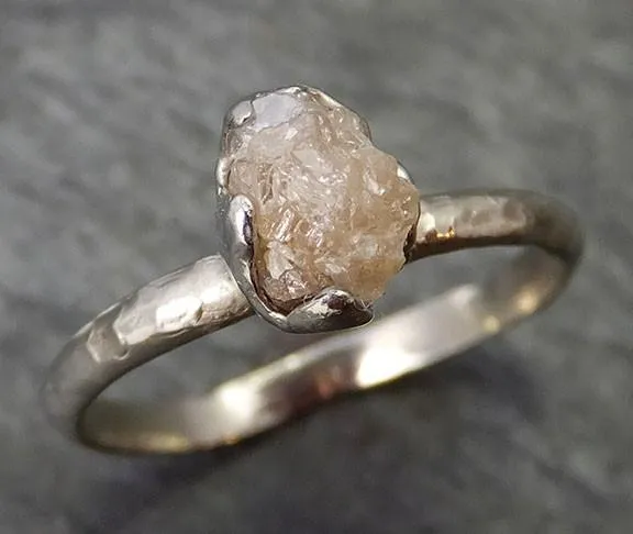 raw rough uncut diamond engagement ring rough diamond solitaire 14k white gold conflict free diamond wedding promise byangeline 0268 Alternative Engagement