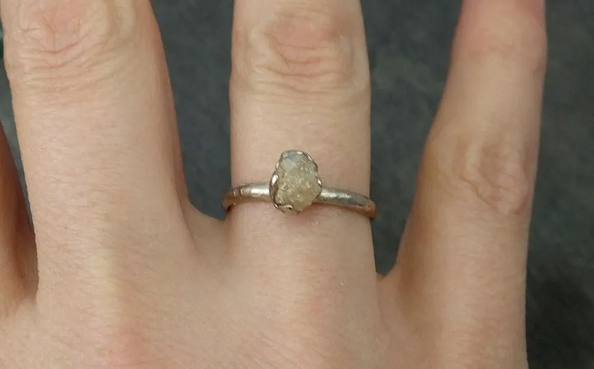 raw rough uncut diamond engagement ring rough diamond solitaire 14k white gold conflict free diamond wedding promise byangeline 0268 Alternative Engagement