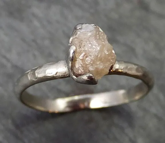 raw rough uncut diamond engagement ring rough diamond solitaire 14k white gold conflict free diamond wedding promise byangeline 0268 Alternative Engagement