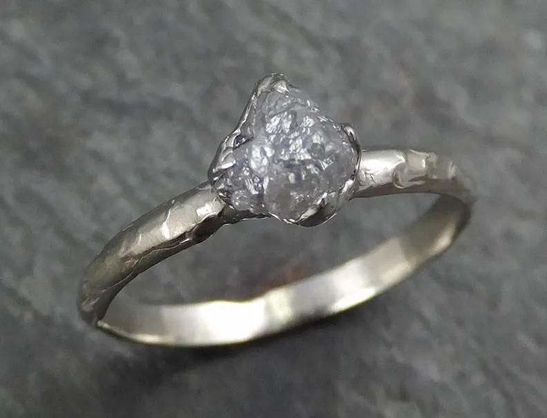 raw rough uncut diamond engagement ring rough diamond solitaire 14k white gold conflict free diamond wedding promise byangeline 0362 Alternative Engagement