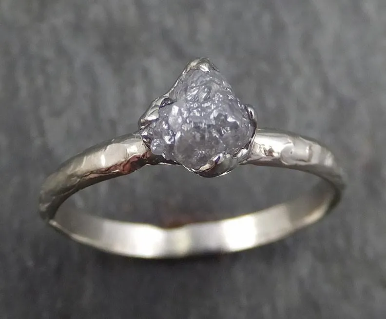 raw rough uncut diamond engagement ring rough diamond solitaire 14k white gold conflict free diamond wedding promise byangeline 0362 Alternative Engagement