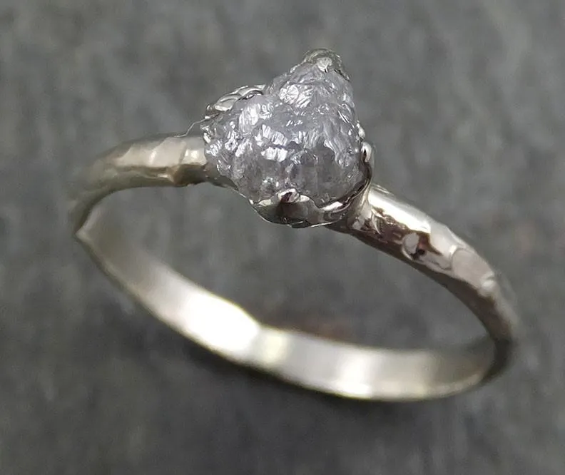 raw rough uncut diamond engagement ring rough diamond solitaire 14k white gold conflict free diamond wedding promise byangeline 0362 Alternative Engagement