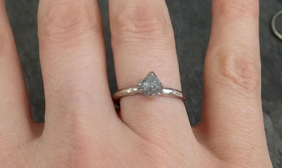 raw rough uncut diamond engagement ring rough diamond solitaire 14k white gold conflict free diamond wedding promise byangeline 0362 Alternative Engagement