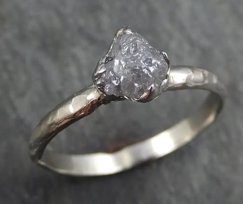 raw rough uncut diamond engagement ring rough diamond solitaire 14k white gold conflict free diamond wedding promise byangeline 0362 Alternative Engagement