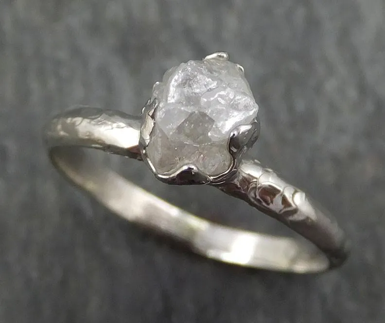 raw rough uncut diamond engagement ring rough diamond solitaire 14k white gold conflict free diamond wedding promise byangeline 0364 Alternative Engagement