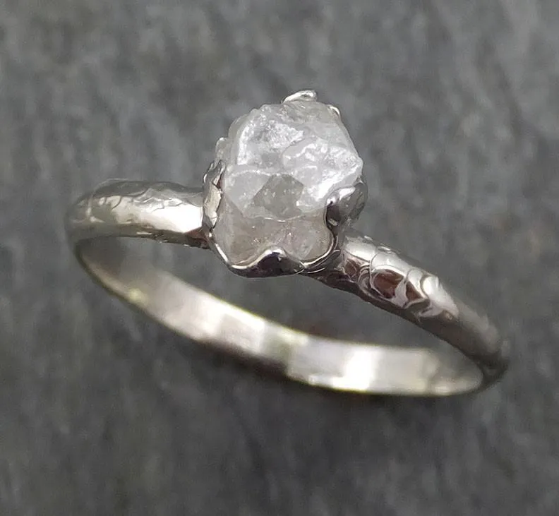 raw rough uncut diamond engagement ring rough diamond solitaire 14k white gold conflict free diamond wedding promise byangeline 0364 Alternative Engagement