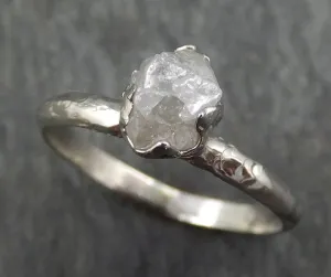 raw rough uncut diamond engagement ring rough diamond solitaire 14k white gold conflict free diamond wedding promise byangeline 0364 Alternative Engagement