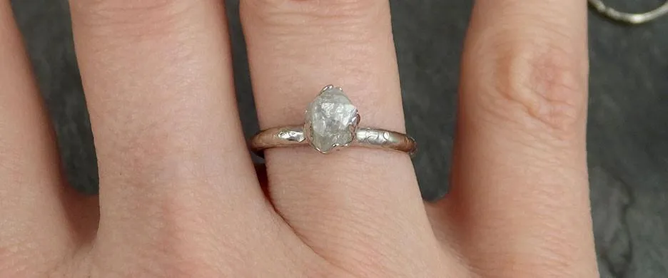 raw rough uncut diamond engagement ring rough diamond solitaire 14k white gold conflict free diamond wedding promise byangeline 0364 Alternative Engagement