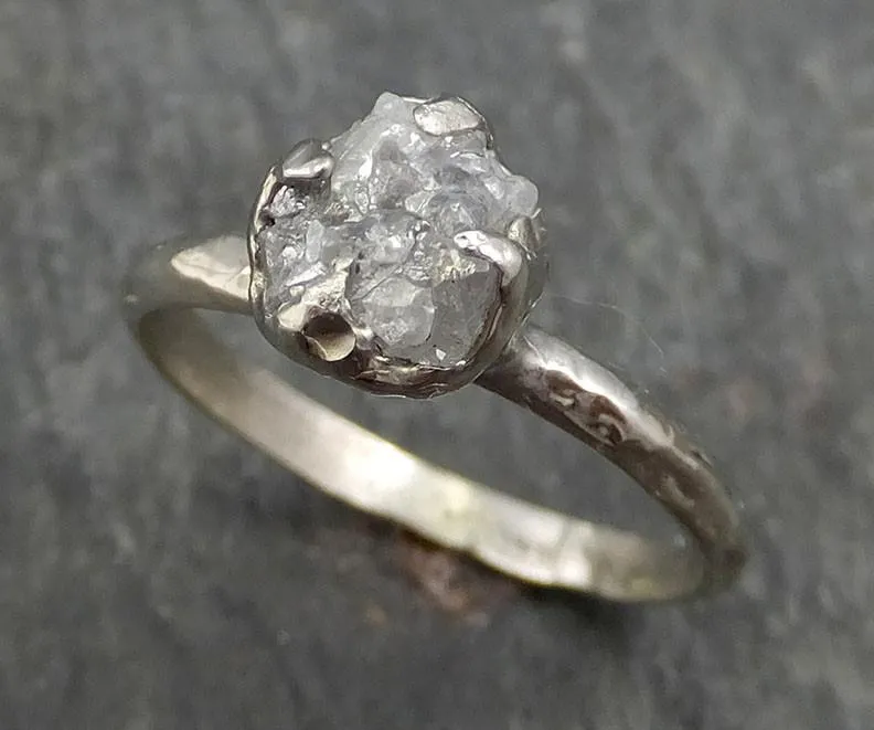 raw rough uncut diamond engagement ring rough diamond solitaire 14k white gold conflict free diamond wedding promise byangeline 0379 Alternative Engagement