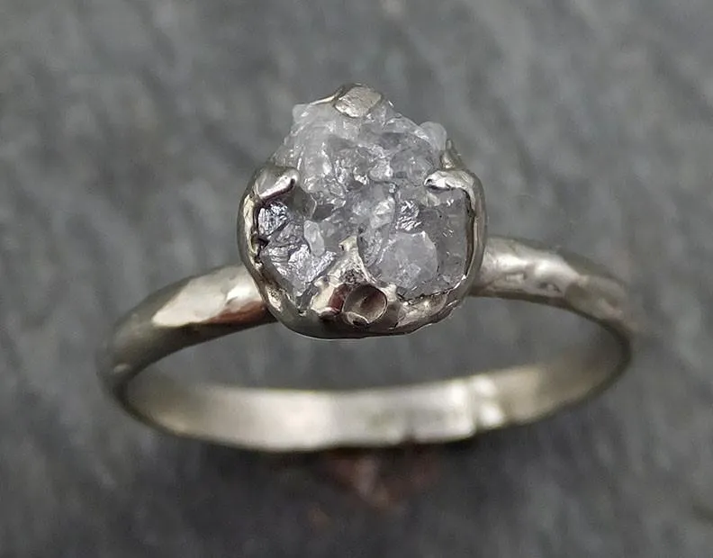raw rough uncut diamond engagement ring rough diamond solitaire 14k white gold conflict free diamond wedding promise byangeline 0379 Alternative Engagement