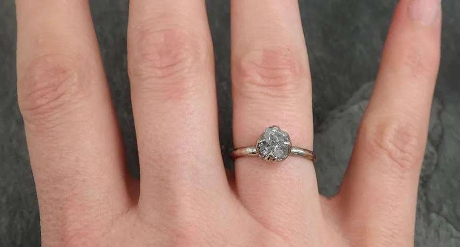raw rough uncut diamond engagement ring rough diamond solitaire 14k white gold conflict free diamond wedding promise byangeline 0379 Alternative Engagement