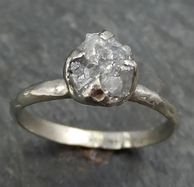 raw rough uncut diamond engagement ring rough diamond solitaire 14k white gold conflict free diamond wedding promise byangeline 0379 Alternative Engagement
