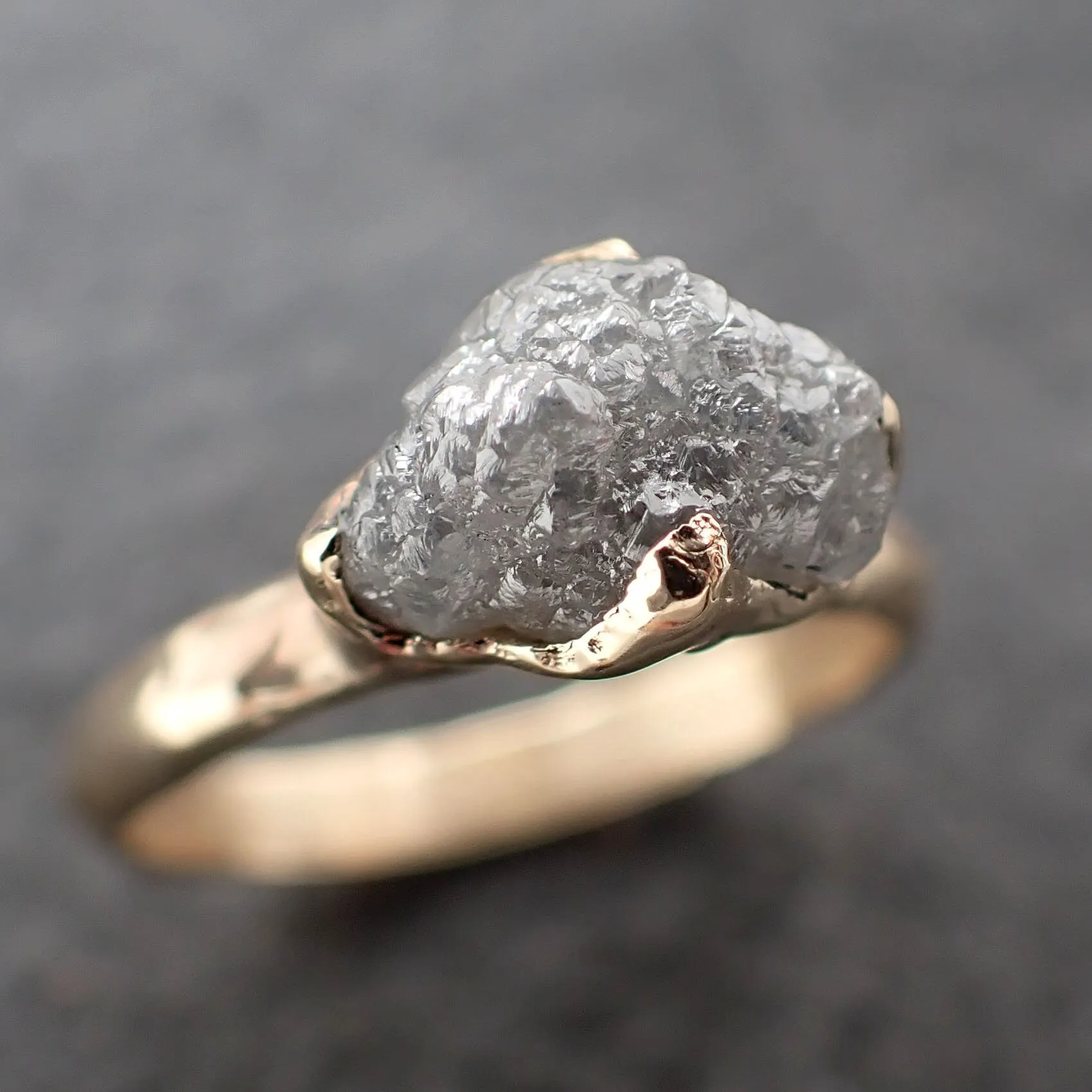 Raw Rough UnCut Diamond Engagement Ring Rough Diamond Solitaire Recycled 14k gold Conflict Free Diamond Wedding byAngeline 3207