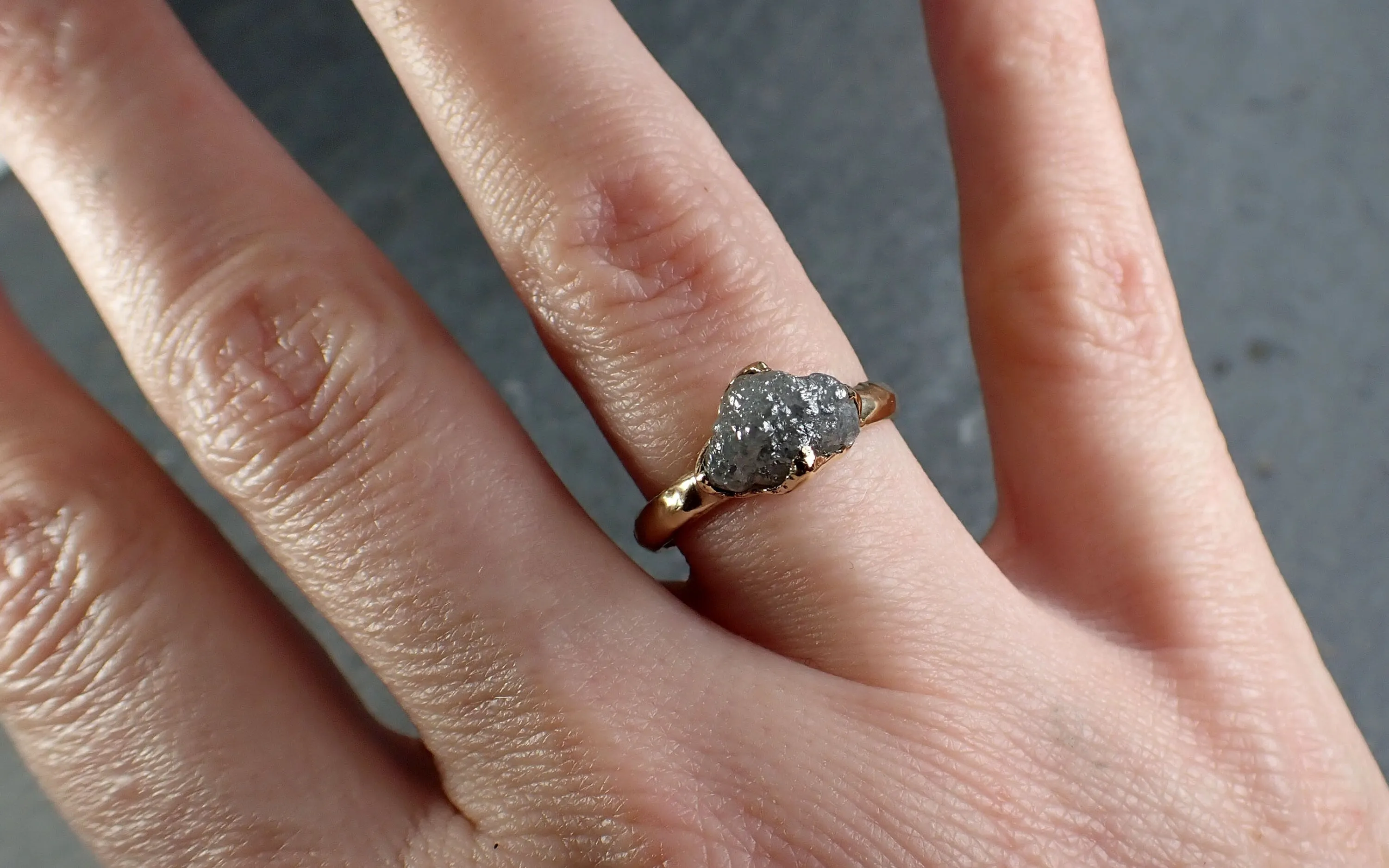 Raw Rough UnCut Diamond Engagement Ring Rough Diamond Solitaire Recycled 14k gold Conflict Free Diamond Wedding byAngeline 3207