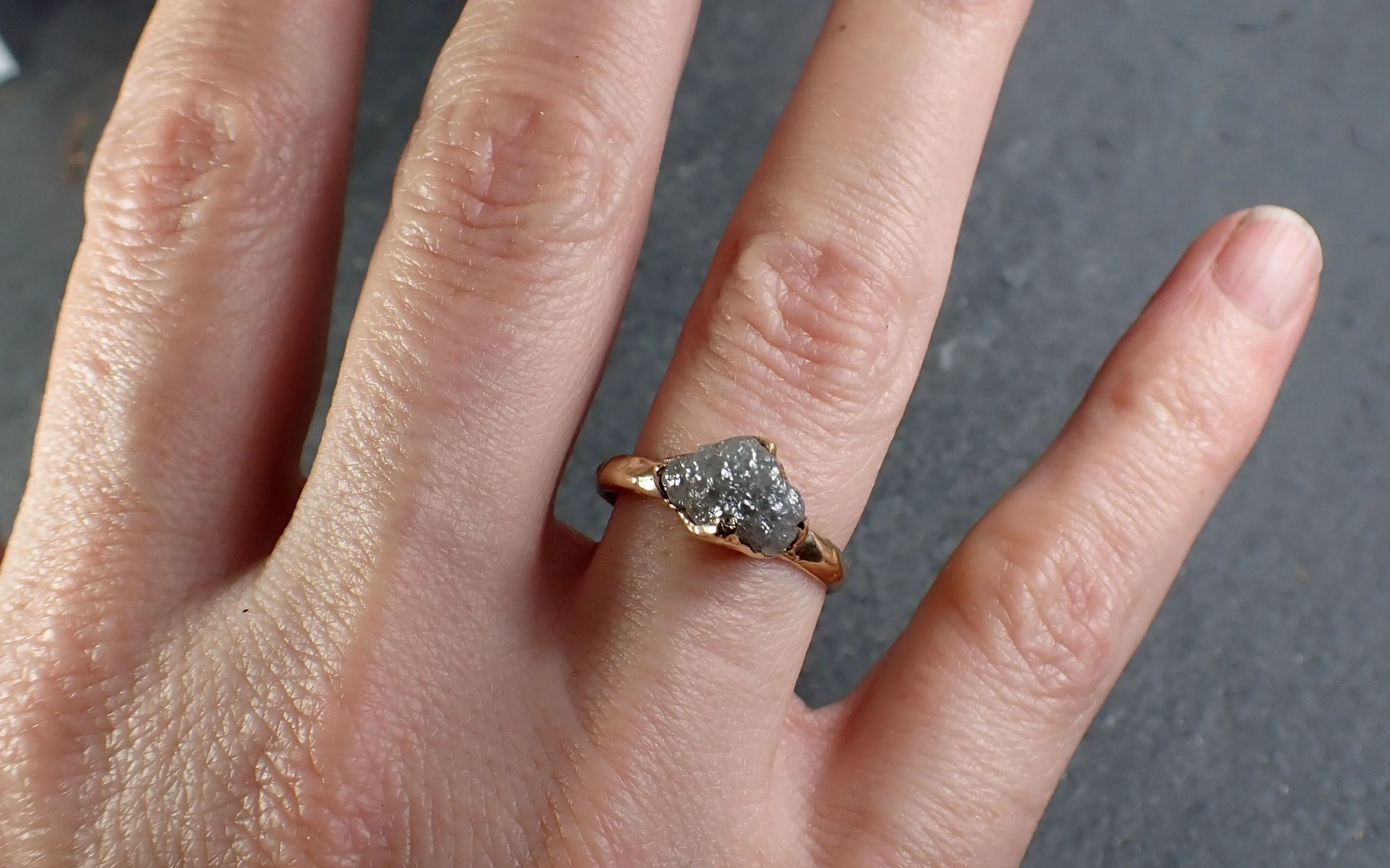 Raw Rough UnCut Diamond Engagement Ring Rough Diamond Solitaire Recycled 14k gold Conflict Free Diamond Wedding byAngeline 3207