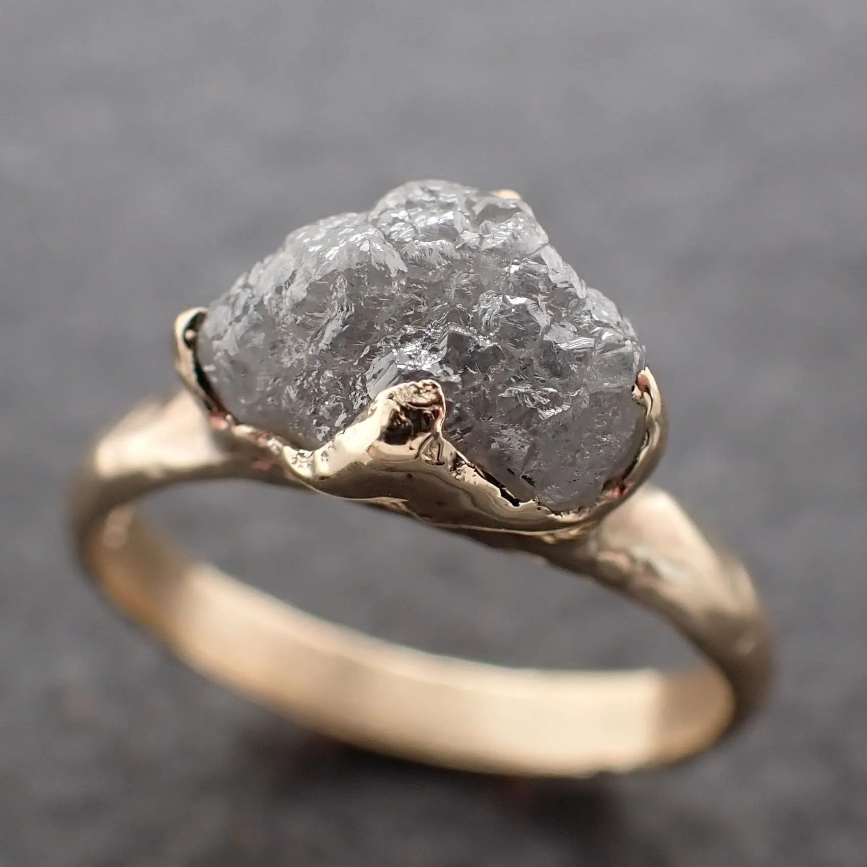 Raw Rough UnCut Diamond Engagement Ring Rough Diamond Solitaire Recycled 14k gold Conflict Free Diamond Wedding byAngeline 3207