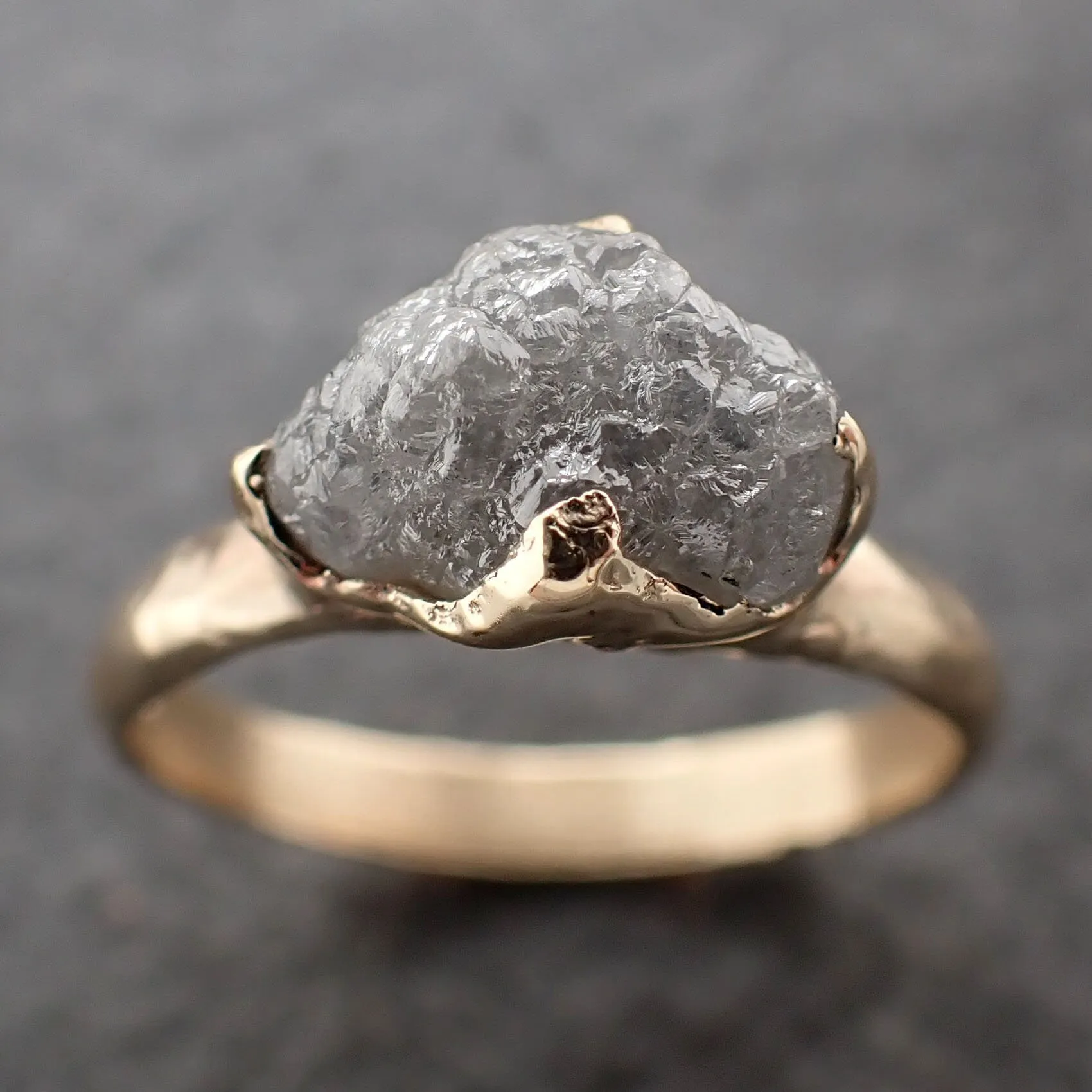 Raw Rough UnCut Diamond Engagement Ring Rough Diamond Solitaire Recycled 14k gold Conflict Free Diamond Wedding byAngeline 3207
