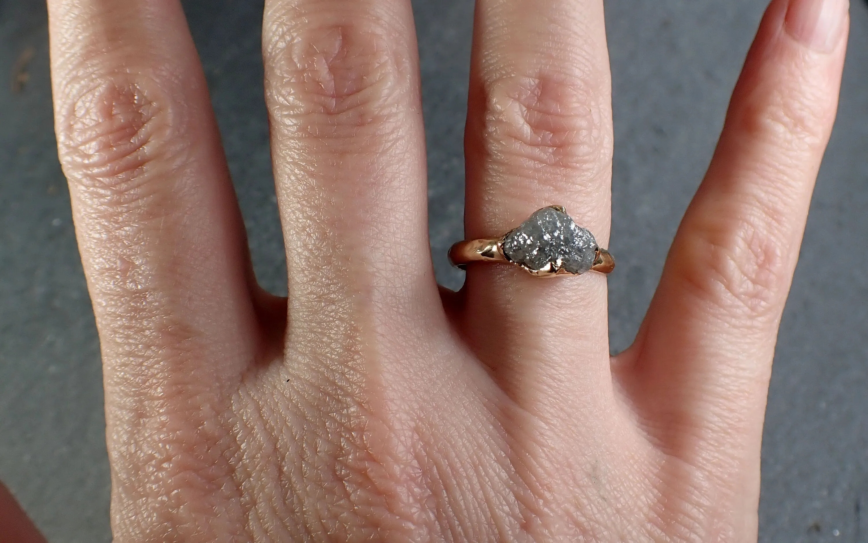Raw Rough UnCut Diamond Engagement Ring Rough Diamond Solitaire Recycled 14k gold Conflict Free Diamond Wedding byAngeline 3207