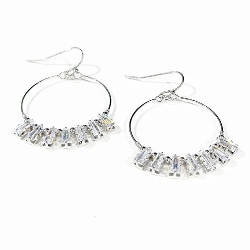Rectangle Crystal Hoop Earrings (SILVER OR GOLD)
