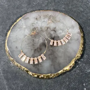Rectangle Crystal Hoop Earrings (SILVER OR GOLD)