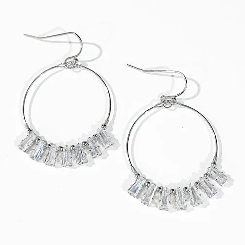 Rectangle Crystal Hoop Earrings (SILVER OR GOLD)