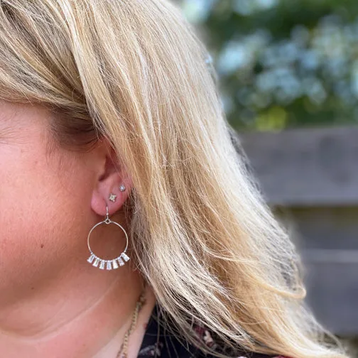 Rectangle Crystal Hoop Earrings (SILVER OR GOLD)