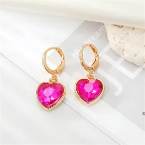 Red Crystal & 18K Gold-Plated Heart Drop Earrings