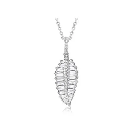 Reign Sterling Silver CZ Leaf Necklace