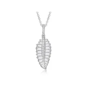 Reign Sterling Silver CZ Leaf Necklace