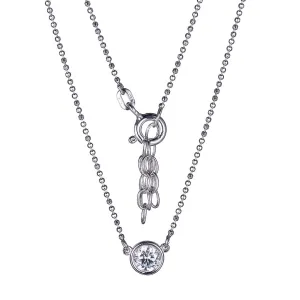 Reign Sterling Silver Rhodium Plated Bezel Set CZ Diamond Cut Beaded Necklace